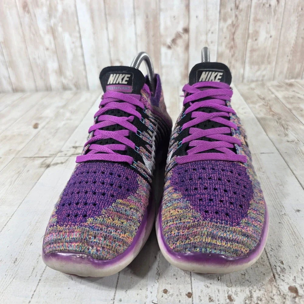 Nike Free RN Flyknit Womens Running Shoes Purple Multicolor 831070-500‎ Size 7